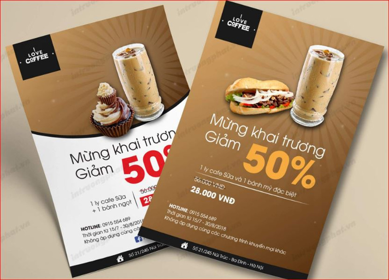 Thiết kế tờ rơi đơn giản nổi bật quán cà phê