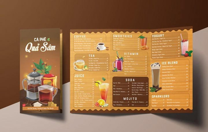 mẫu menu quán cà phê