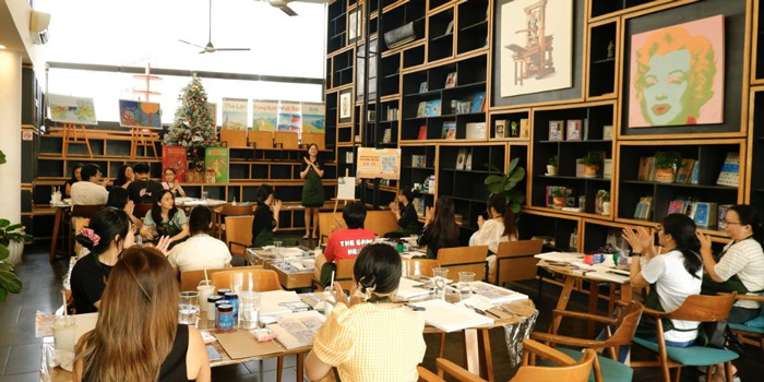 Mô hình quán cà phê sách thư viện