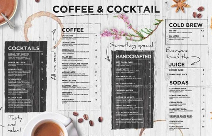 Cách thiết kế menu quán cà phê